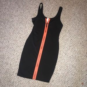 black and orange handle with care dress
